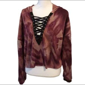 NWT Rue 21 deep violet tie dyed short Jersey long sleeved top size XL